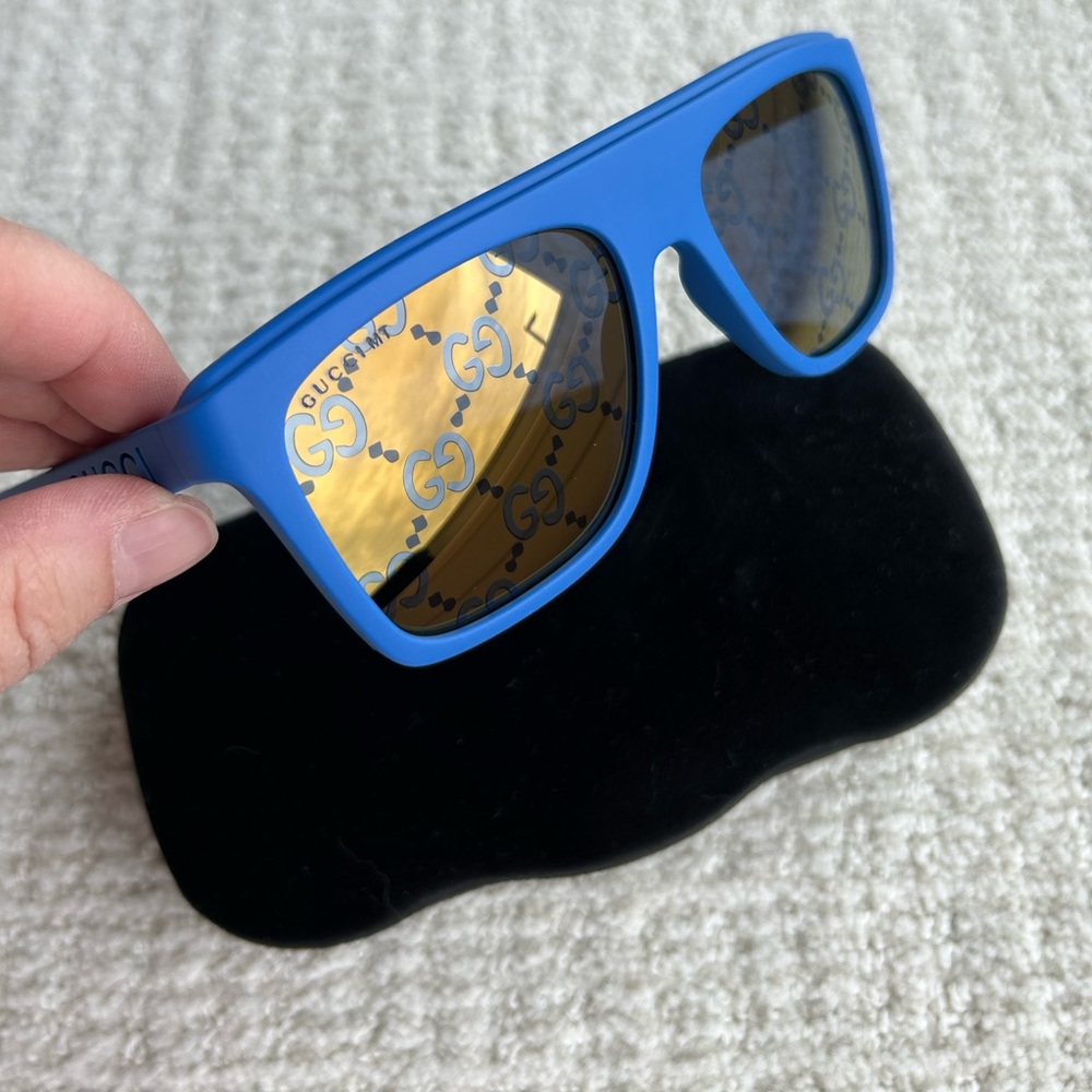 Gucci GG Logo Lens Blue Sunglasses NEW